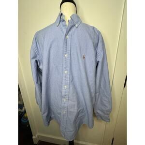 Vtg Ralph Lauren Dress Shirt Long Sleeve Button Down Solid Blue Mens Sz M Medium